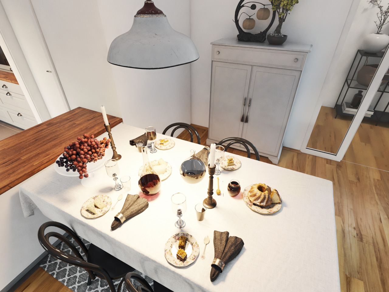 Visualisierung eines gedeckten Esstischs