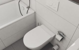 Ansicht Badezimmer mit Waschbecken, Toilette und Badewanne