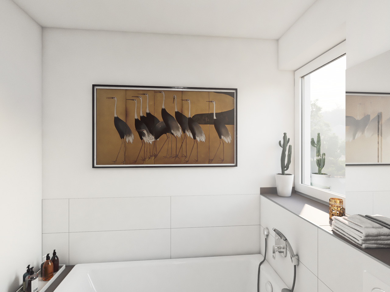 Ansicht eines Badezimmers mit Fenster