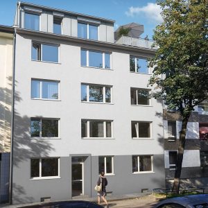 Außenansicht des Wohngebäudes in der Herthastraße in Zollstock