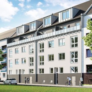 Außenansicht eines Mehrfamilienhauses